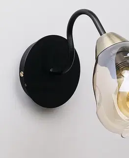 Bodové svetlá Nástenná lampa čierna/zlaté sklo dymové 1xE27 Unica