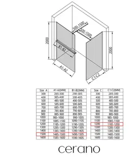 Držadlá k vani CERANO - Sprchová zástěna Walk-in Onyx T L/P - 10 mm - hranatá vzpěra + polička/držák na ručníky - černá matná, grafitové sklo - 150x120x200  CER-8050BD9435