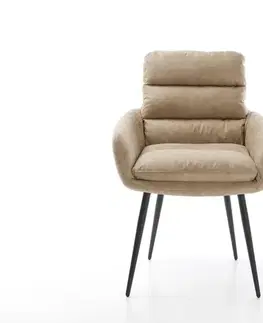 Jedálenské stoličky DELIFE Jedálenská stolička Abelia-Flex s opierkami mikrovlákno béžová vintage 4-nohá zúžená čierna
