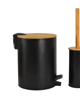 Plastové koše Súprava kôš 5l + WC kefa  čierna  Wood