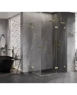 Sprchovacie kúty MEXEN/S - Lunar L Duo sprchový kút dvere krídlové pravá 120 x 95, transparent, zlato kartáčovaná 834L-120P-095L-55-00