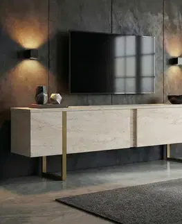 TV stolíky ROME TV stolík na nožičkách, traventine/zlatá