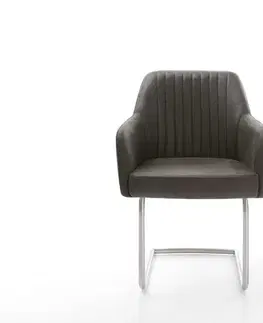 Jedálenské stoličky DELIFE Jedálenská stolička Greg-Flex mikrovlákno antracitová vintage jedálenská stolička okrúhla nerezová oceľ vrecková pružina