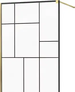 Sprchové dvere MEXEN/S - KIOTO Sprchová zástena WALK-IN 120x200 cm 8 mm, zlatá, čierny vzor 2 800-120-101-50-78