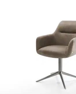 Jedálenské stoličky DELIFE Otočná jedálenská stolička Pejo-Flex mikrovlákno taupe vintage podstava grafit 360° otočná hojdacia funkcia vrecková pružina