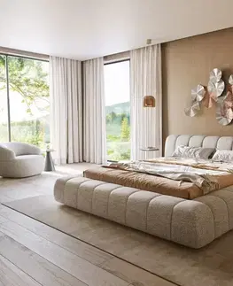 Čalúnené postele DELIFE Čalúnená posteľ Cutio 180x200 cm tkanina mäkká béžová