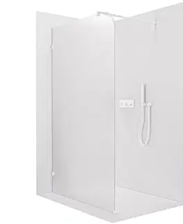 Sprchové dvere CERANO - Sprchová zástena Walk-in Orbis Round - Ľavá - 8 mm - guľatá vzpera - biela matná, mliečne sklo - 120x200 CER-682444