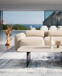 Konferenčné stolíky DELIFE Konferenčný stolík Edge zaoblený 120×70 cm keramika onyx šampanské salto kov čierna