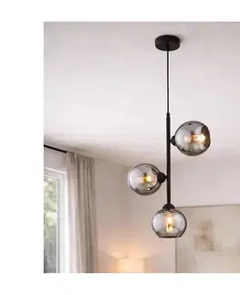 Svietidlá BRILAGI - Luster na lane DIOR 3xE27/60W/230V čierna/dymovo sivá 59-021B