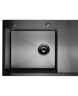 Oceľové drezy Drez Kongo ľavý 780x480x230 PVD BLACK  NANO