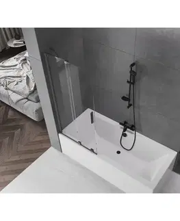 Sprchové dvere MEXEN/S - Velar Dvojkrídlová posuvná vaňová zástena 85 x 150, transparent, šedá kartáčovaná 896-085-000-01-66