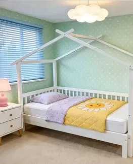 Postele KONDELA Kesio montessori posteľ s prístelkou 90x200 cm biela