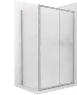 Sprchovacie kúty CERANO - Sprchovací kút Varone LINE Ľ/P - 6 mm - chróm, mliečne sklo - 100x80 - posuvný CER-DY505-90157