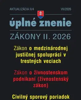 Zákony, zbierky zákonov Aktualizácia II/4 2026 – Trestné právo a Civilné spory - Kolektív autorov