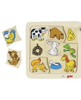 Drevené hračky Goki Drevené puzzle Čo jedia?