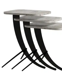 Konferenčné stolíky Sada odkladacích stolíkov (3 kusy) Pion - White Marble
