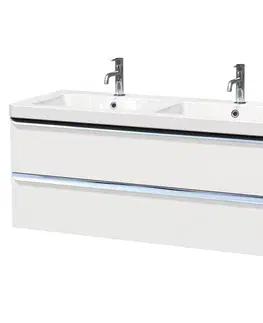 Kúpeľňový nábytok Kúpeľňová skrinka s umývadlom Naturel Pavia 120x53x49 cm biela mat chróm úchytka PAVIA3120ZCR PAVIA3120ZCR