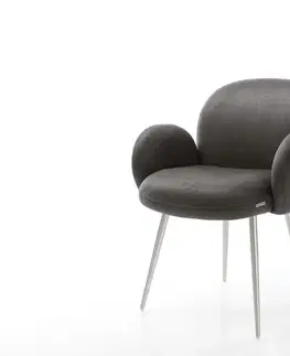Jedálenské stoličky DELIFE Jedálenská stolička Nube-Flex s opierkami mikrovlákno antracitová vintage 4-nohá zúžená nerezová oceľ vrecková pružina