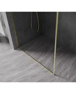 Sprchové dvere MEXEN/S - Kyoto-F L Sprchová zástena WALK-IN s rámom 55 x 202, transparent 8 mm, zlato kefovaná 800-055-174-55-00