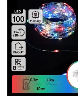 LED osvetlenie  B.V.  - LED Vonkajší  reťaz 100xLED/8 funkcií 10,3m IP44 multicolor B10303K1G