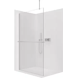 Držadlá k vani CERANO - Sprchová zástěna Walk-in Onyx Top Round L/P - 8 mm - kulatá vzpěra + polička/držák na ručníky - chrom, transparentní sklo - 90x200  CER-8050BD1744