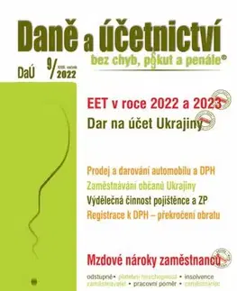 Dane, účtovníctvo Daně a účetnictví bez chyb, pokut a penále 9 / 2022 - EET – dobrovolné využívání