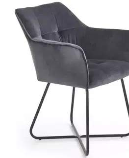 Čalúnené stoličky Stolička K377 Velvet/Kov Šedá