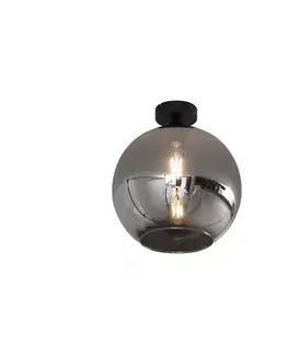 Stropné osvetlenie Art Deco stropné svietidlo čierne s dymovým sklom - Sandra