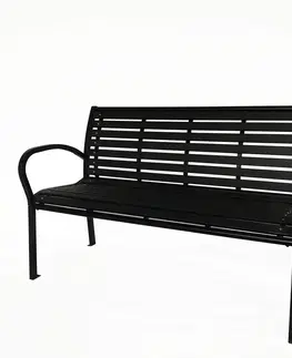 Záhradný nábytok Lavička záhradná 125 x 60 x 80 cm, čierna, oceľ / plast