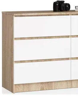 Komody a skrinky Moderná komoda, SOPHIE120, dub Sonoma / biela