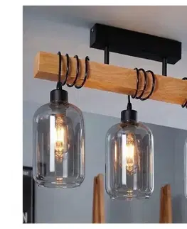 Svietidlá BRILAGI - Prisadený luster WOOD GLASS 3xE27/60W/230V borovica/čierna/dymovo sivá EG44074+3xNSTK7757