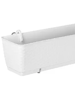 Kvetináče a truhlíky NABBI DRL600PW plastový balkónový kvetináč 59 cm biela