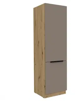 Kuchynské dolné skrinky KONDELA Frisbo 60 LO-210 2F kuchynská skrinka na vstavanú chladničku sandgrau / dub artisan