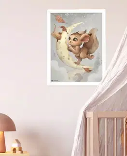 Obrazy do detskej izby Obraz s rámom pre deti - Čarovný mesiačik