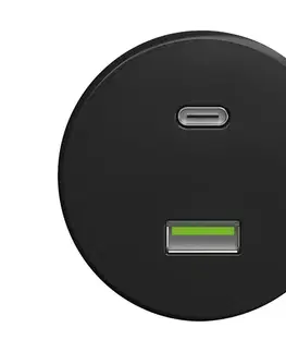 Predlžovacie káble Reblig - Retro USB zásuvka A+C bez rámčeka čierna C/USB