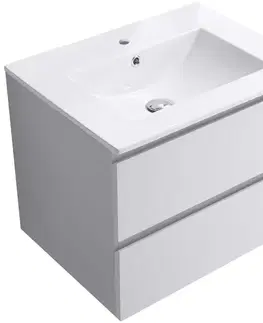 Kúpeľňový nábytok CERANO - Kúpeľňová skrinka Carole + keramické umývadlo Todo - biela matná - 61x50x46,5 CER-476288