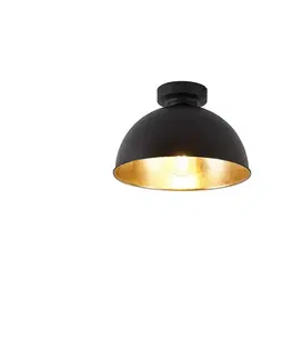 Stropné osvetlenie Priemyselné stropné svietidlo čierne & zlaté 28 cm - Magnax