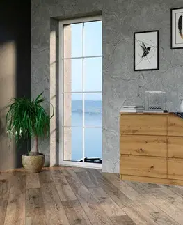 Komody a skrinky Široká komoda so zásuvkami WALMA M6 120, dub artisan
