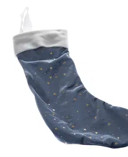 Vianočné dekorácie Závesná vianočná pančucha Stars, 20 x 43 x 2 cm, modrá