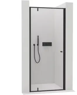 Sprchovacie kúty CERANO - Sprchové pivotové dvere Ferri L/P - 6 mm - čierna matná, transparentné sklo - 80x195 CER-425632