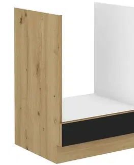 Kuchynské dolné skrinky KONDELA Monro 60 D GAZ BB kuchynská skrinka na sporák čierna / dub artisan
