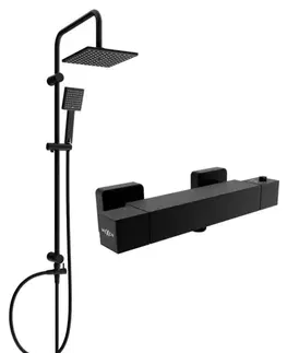 Sprchy a sprchové panely MEXEN/S - Tord sprchový stĺp vrátane sprchovej termostatickej batérie Cube, čierna 77200200-70