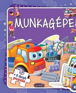 Leporelá, krabičky, puzzle knihy Munkagépek + 6 darab puzzle