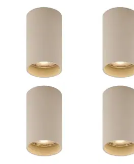 Bodove svetla Sada 4 moderných béžových prisadených bodových svetiel GU10 50mm okrúhle - Tuba