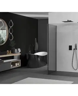 Sprchové dvere MEXEN/S - Kyoto Sprchová zástena WALK-IN 100 x 75 x 40, transparent, grafit metal 800-100-075-221-95-00-040
