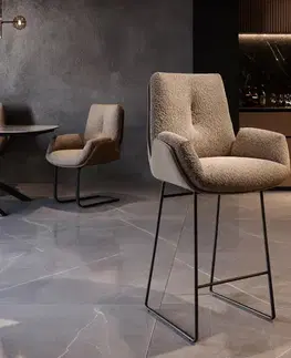 Barové stoličky DELIFE Barová stolička Clea-Flex zmiešané materiály tmavobéžová tenká podstava kov