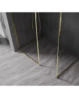 Sprchové dvere MEXEN/S - Kyoto-F Sprchová zástena WALK-IN s rámom 180 x 75, transparent 8 mm, zlato 800-180-202-04-50-075
