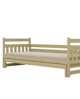 Postele pre dievčatá Posteľ Dawid s prístelkou 80x200 prírodná, nelakovaná