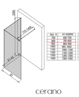 Sprchové dvere CERANO - Sprchová zástena Walk-in Onyx Corner Round Ľ/P - 8 mm - okrúhla vzpera - čierna matná, bronzové sklo - 80x100x200 CER-979806