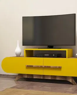 TV stolíky TV stolík Rose - Walnut, Yellow